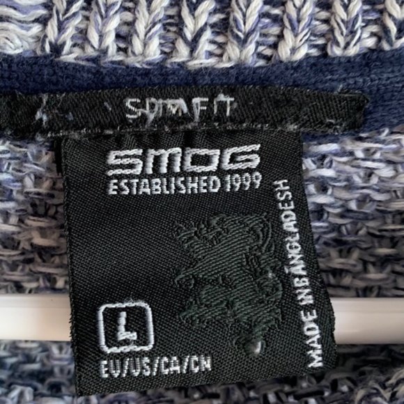 Smog Blue & White Heathered Slim Fit Sweater - Picture 3 of 5